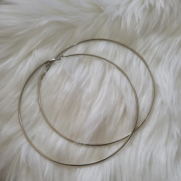 Source Unknown Jewelry - Oversized/ Large Silver Classic Hoop Lightweight Statement Earrings